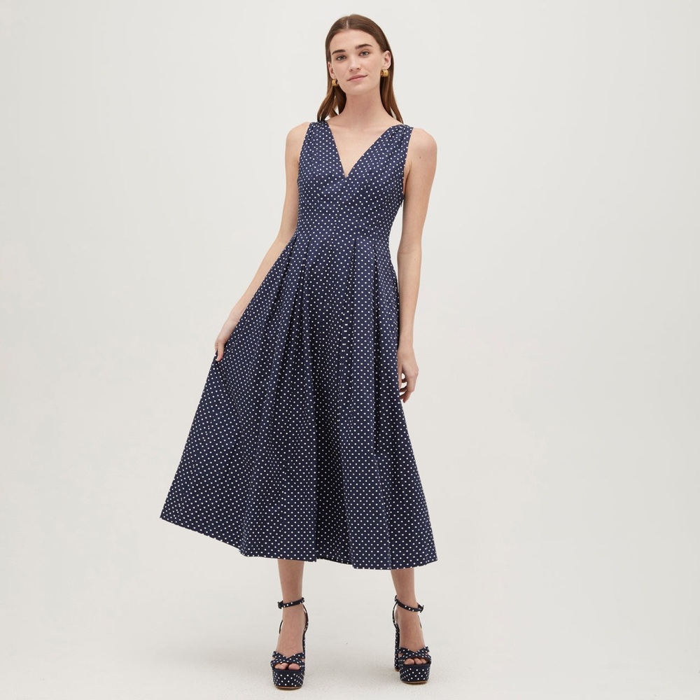 Hill House Jacqueline Dress - XS - Navy Polka Dot Cotton Sateen - NEW WITH TAGS